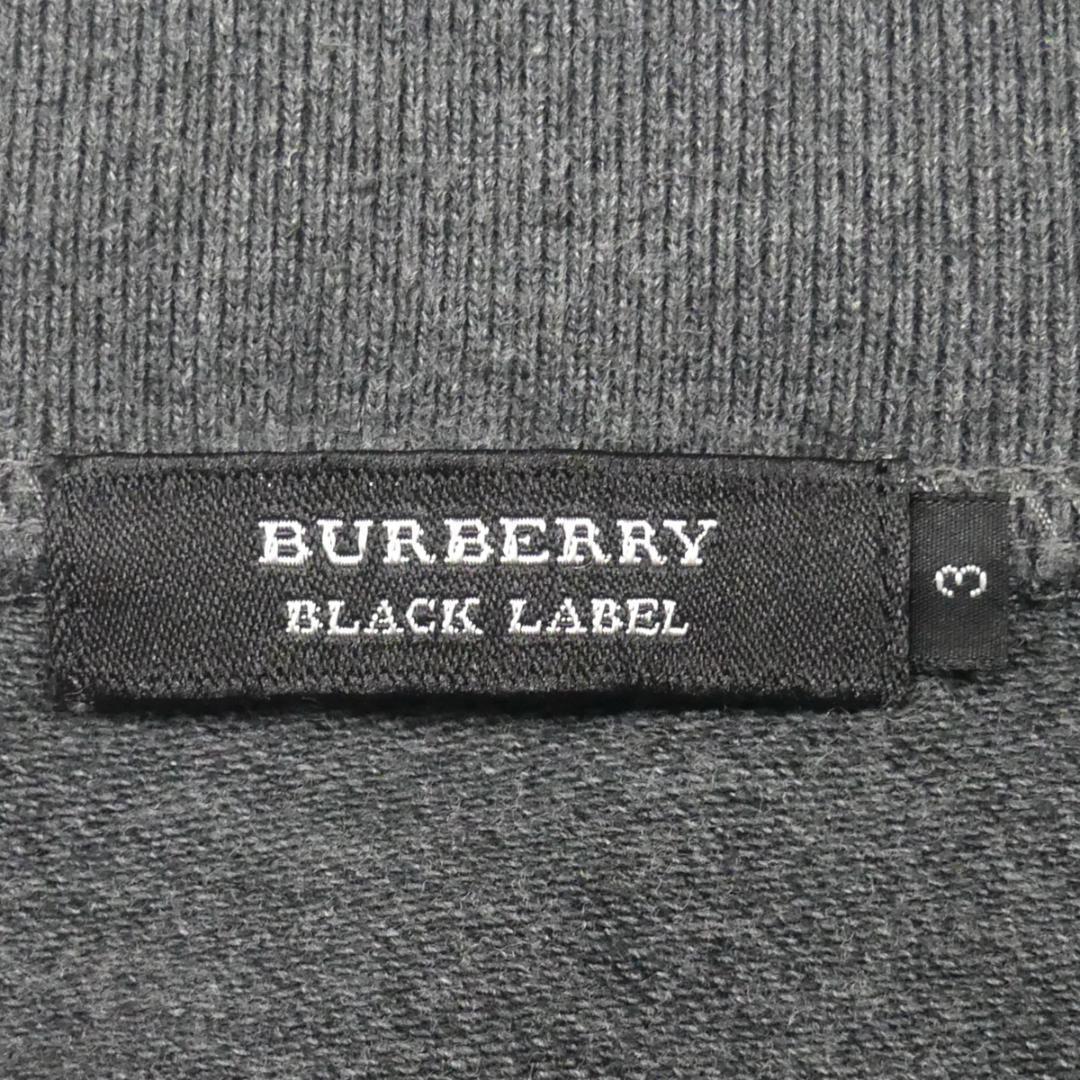 即決★BURBERRY BLACK LABEL★メンズL 廃版 スウェット ニット セーター バーバリーブラックレーベル 3 グレー ジップ 刺繍_画像8