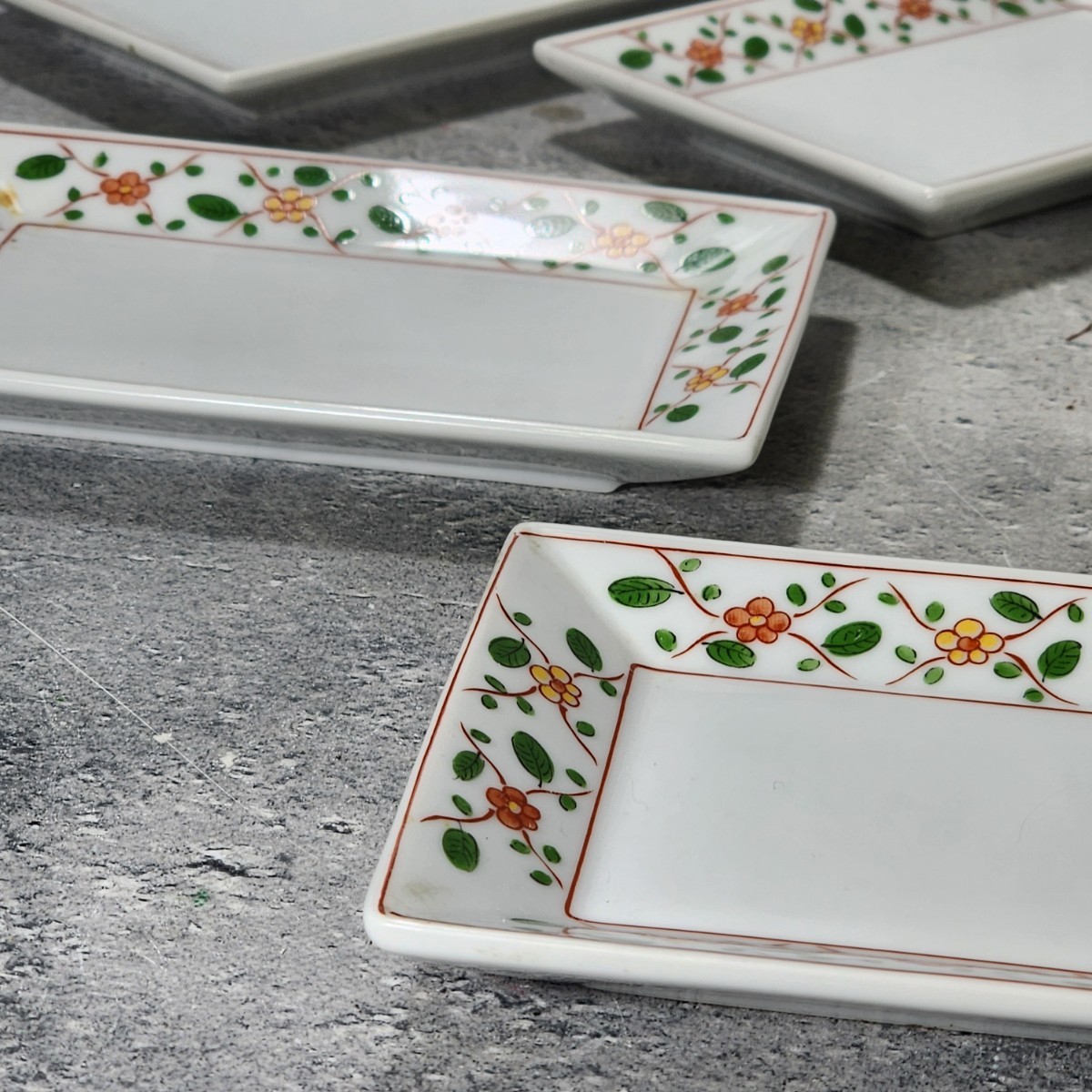 第一陶器 花模様 角小皿 5枚 未使用 /銘々皿/和食器/陶磁器/の画像7