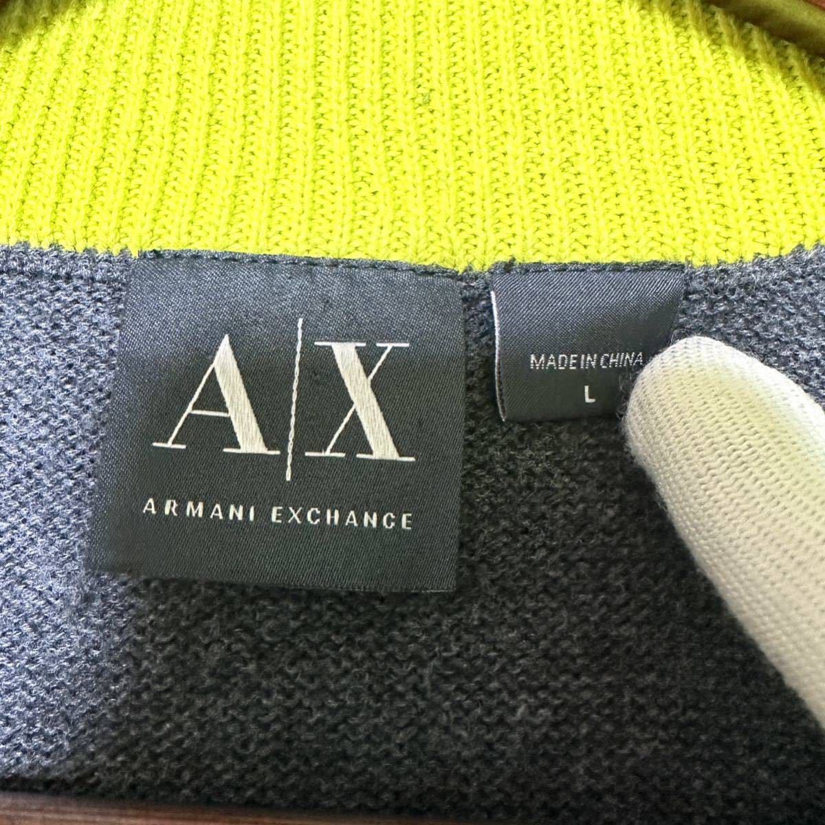 極美品 / Lサイズ アルマーニエクスチェンジ ニット ハーフジップ ARMANI セーター 長袖 ドライバーズニット ロゴ_画像9