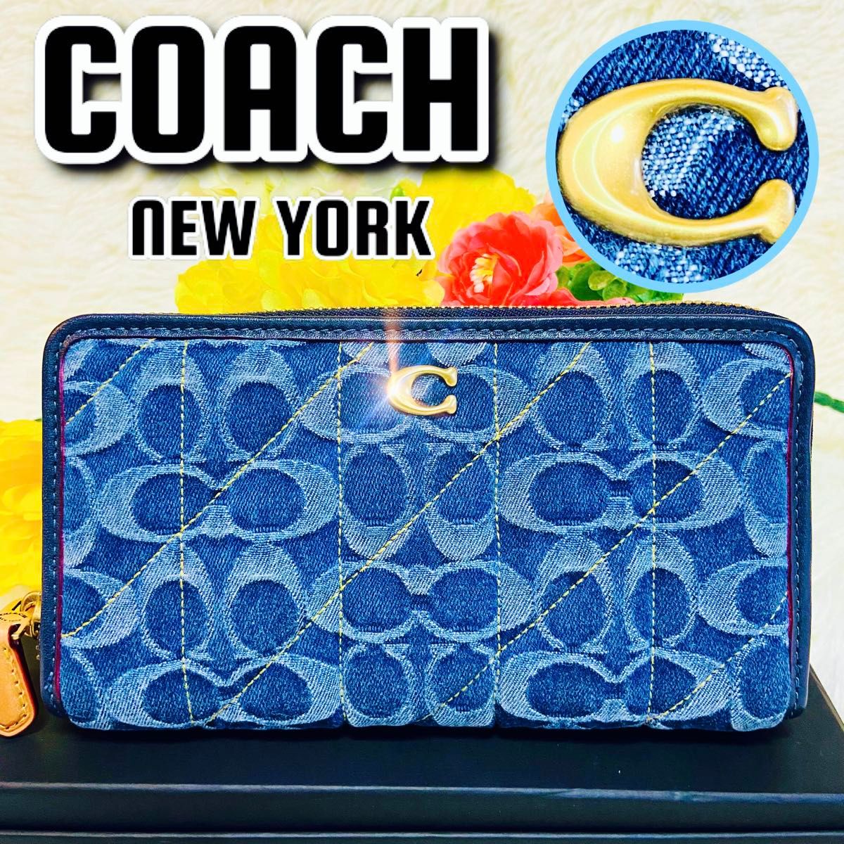 貴重 新品 COACH コーチ デニム 長財布 ラウンドファスナー 貴重 新品 COACH コーチ デニム 長財布 ラウンドファスナー
