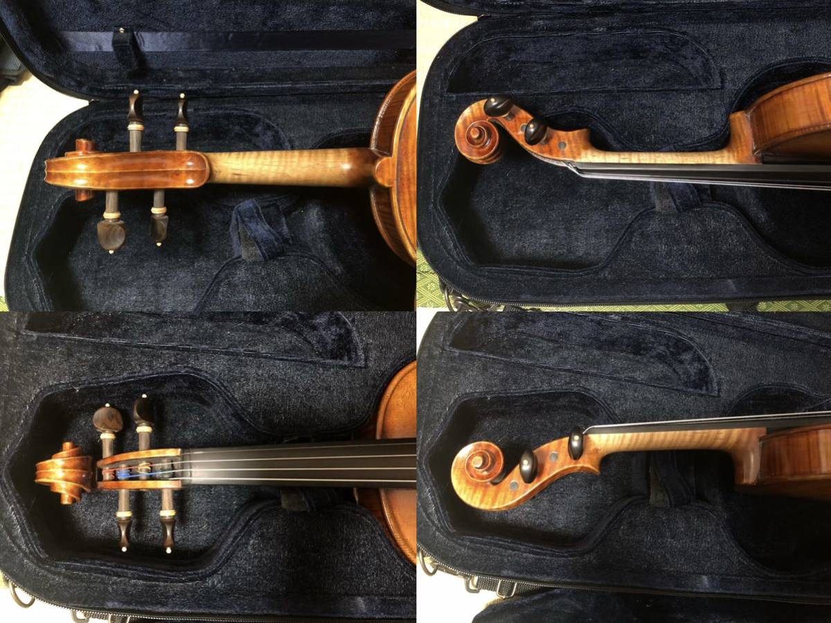フランス モダン 裏板一枚板 フルサイズ バイオリン 4/4 虎杢 ヴァイオリン メンテ済み ケース付き_画像9