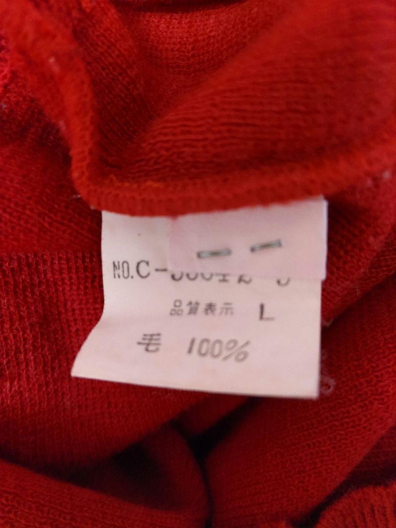 For Lady's ウール100％ Vネック セーター 赤 Lサイズ_画像9