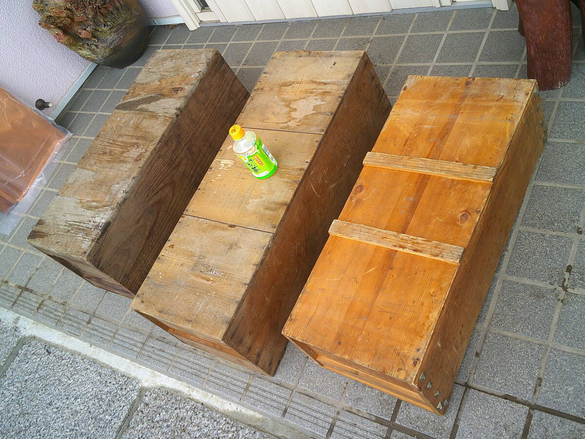 松本市発　木製　大工道具入れ　道具箱　蓋なし　3個まとめ　引き取り限定_画像6