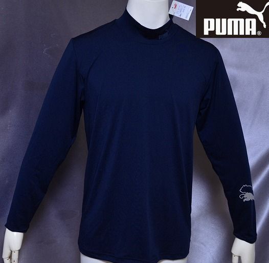 新品 L 175-185 プーマ ゴルフ PUMA GOLF　インナー コンプレッション 長袖 ハイネックシャツ 黒銀_画像1