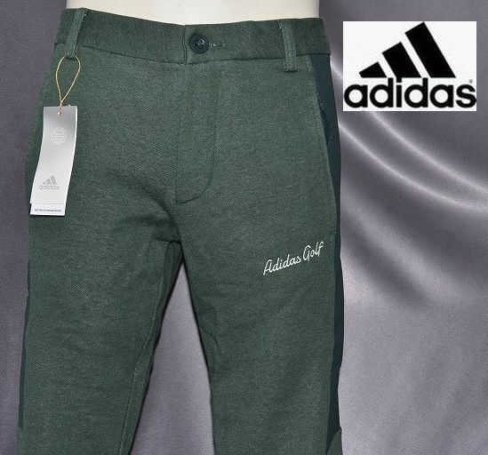 新品 85 アディダス ゴルフ adidas GOLF パンツ 綿70% カーゴパンツ スウェット素材 シャドーグリーン_画像1