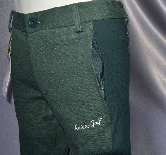 新品 85 アディダス ゴルフ adidas GOLF パンツ 綿70% カーゴパンツ スウェット素材 シャドーグリーン_画像3