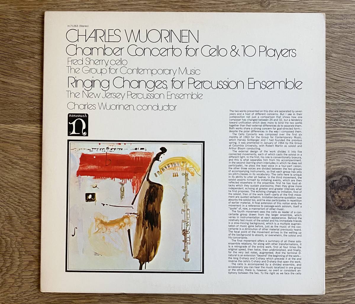 CHARLES WUORINEN / Chamber Concerto For Cello & 10 Players / Ringing Changes,For Percussion Ensemble 現代音楽 NONESUCH ノンサッチの画像1
