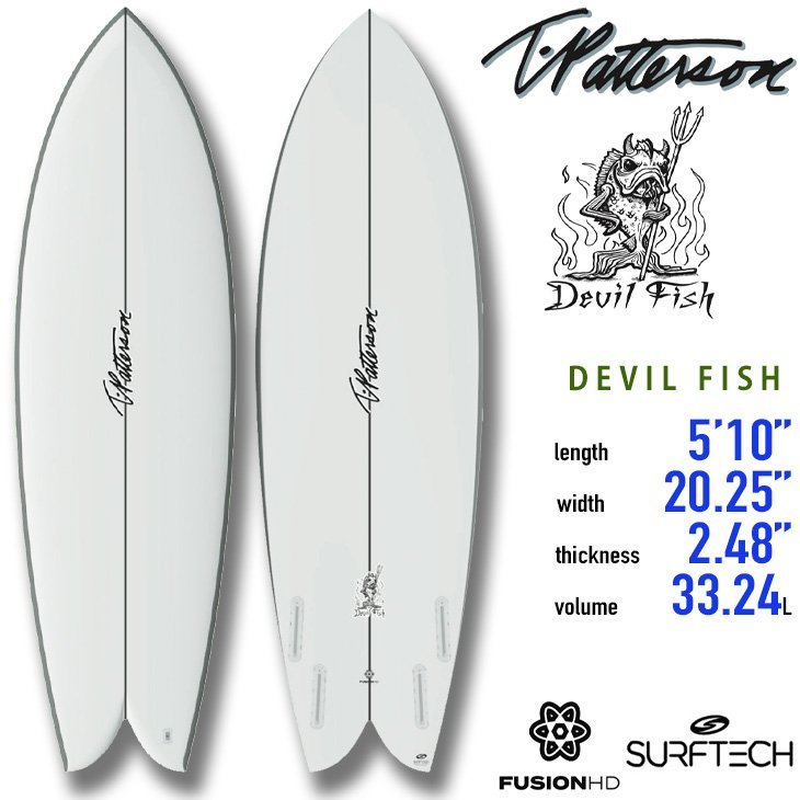 ■Timmy Patterson■DEVIL FISH 5'10(178cm/33.2L) EPS+EPOXY FUSION-HD仕様 SURFTECH TWIN QUAD ツイン クアッド 小波 ティミーパターソ_画像1