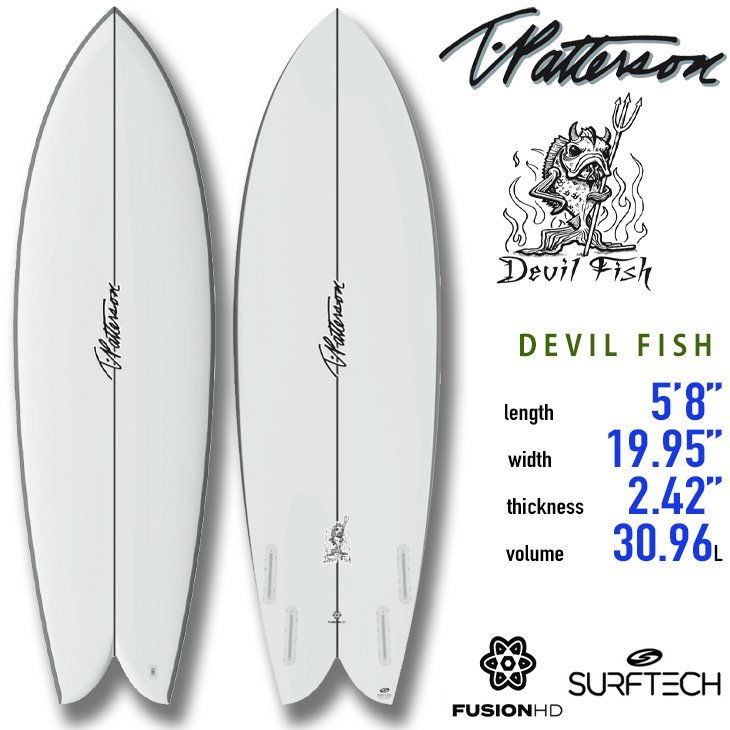 ■Timmy Patterson■DEVIL FISH 5'8(173cm/31L) EPS+EPOXY FUSION-HD仕様 SURFTECH TWIN QUAD ツイン クアッド 小波 ティミーパターソン_画像1