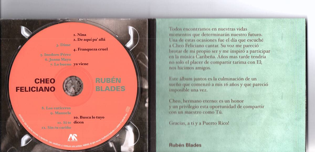 【輸入盤CD】「Eba Say Aja / Ruben Blades 、Cheo Feliciano ルーベン・ブレイズ、チェオ・フェリシアーノ」サルサ _画像4