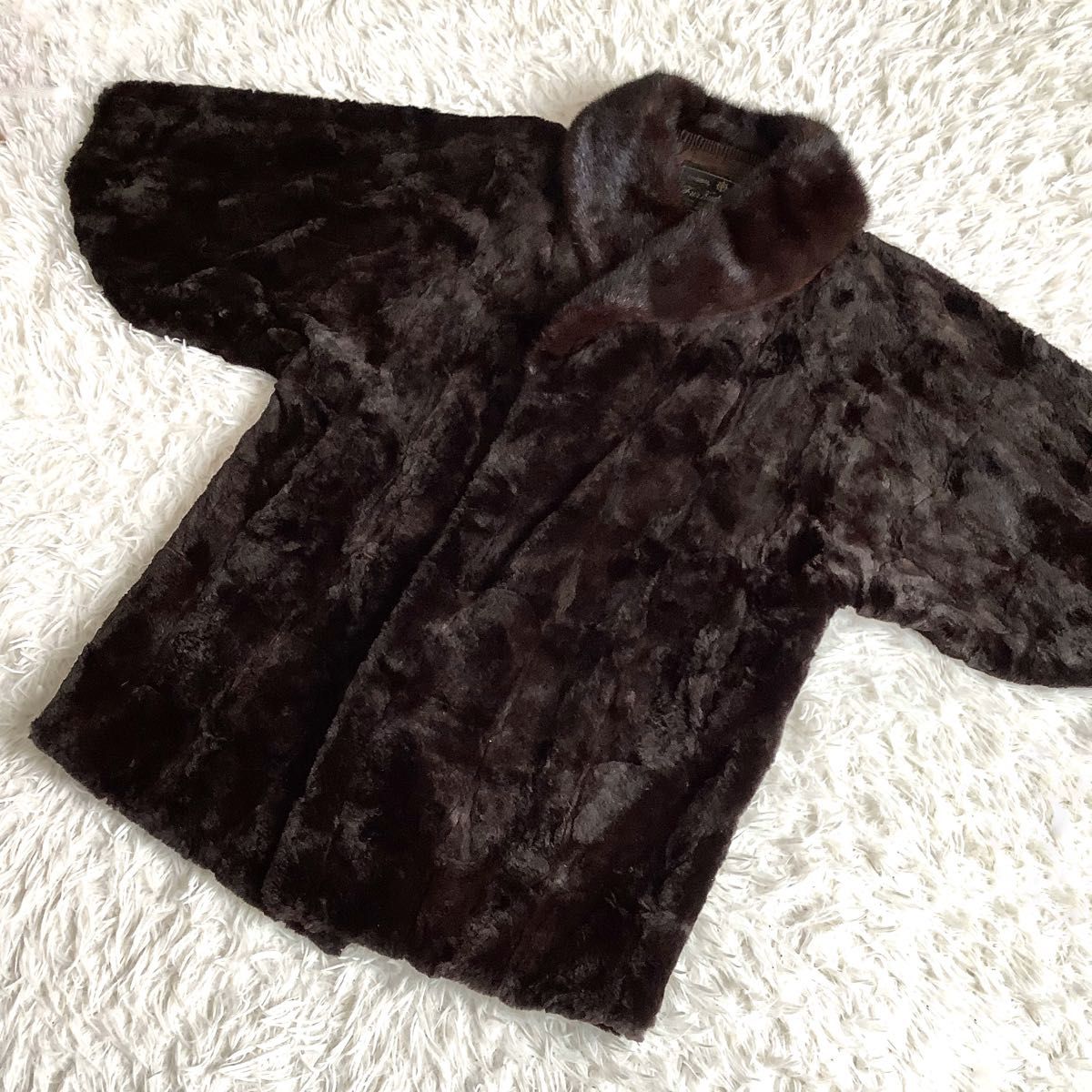 毛皮 リアル ファー コート 襟元 ミンク 和装 羽織 大きいサイズ ダークブラウン