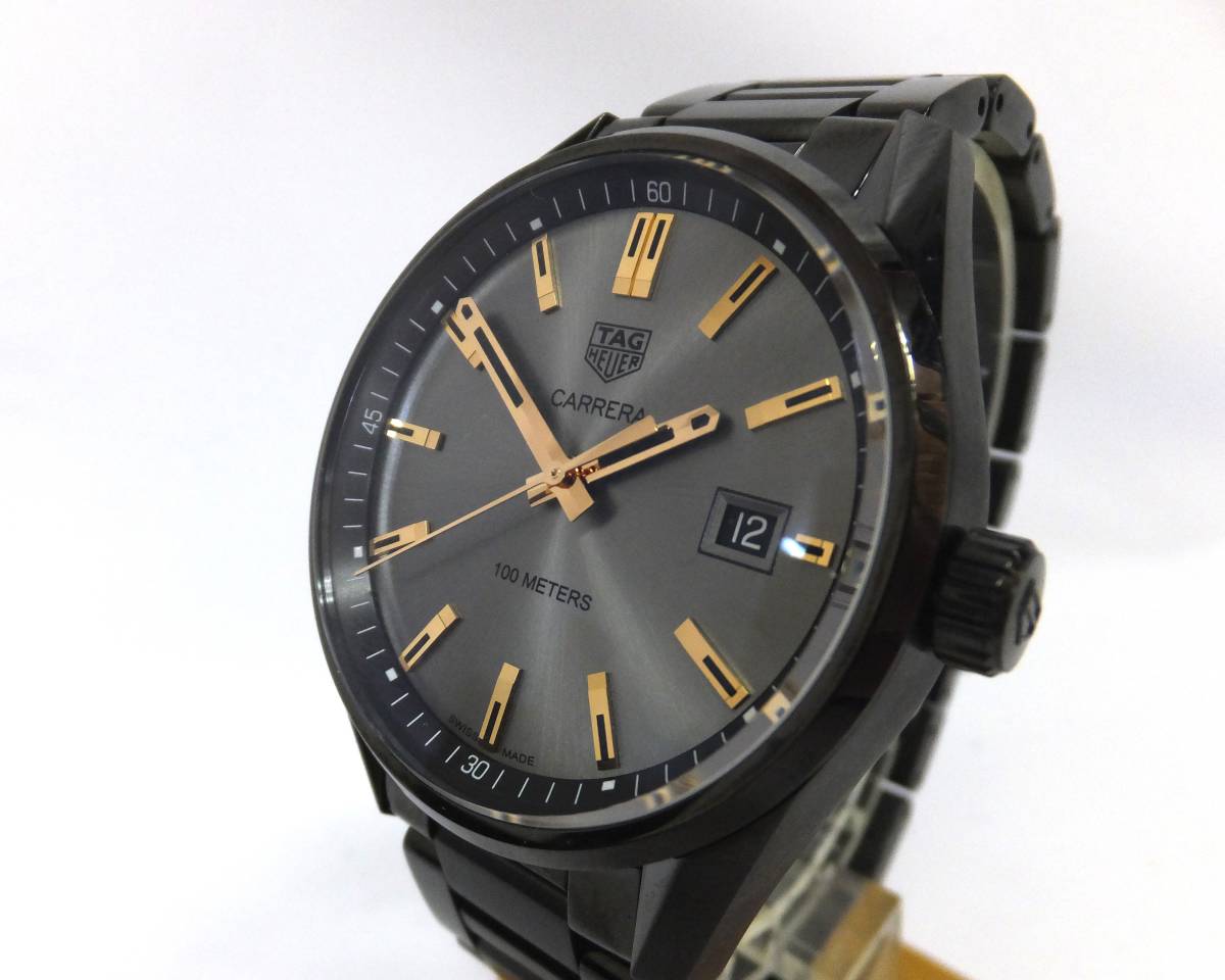 USED★良品 稼働品【TAG HEUER】タグホイヤー カレラ WAR1113 メンズ クオーツ デイト SS ゴールドインデックス グレー文字盤★_画像2