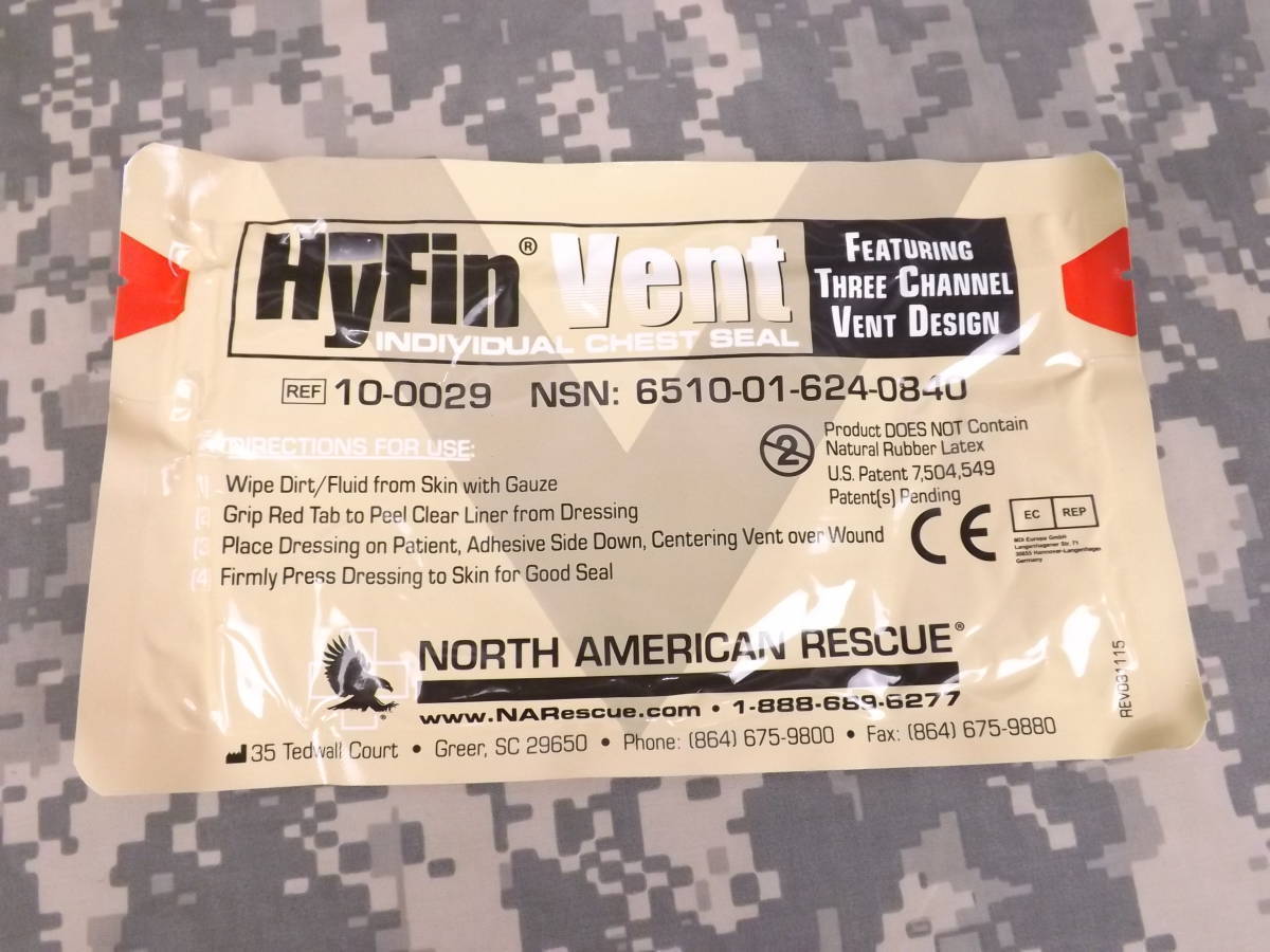 米軍 NAR HYFIN VENT CHEST SEAL チェストシール ノースアメリカンレスキュー 検 コンバットガーゼ IFAK メディカルポーチ 止血帯_画像1