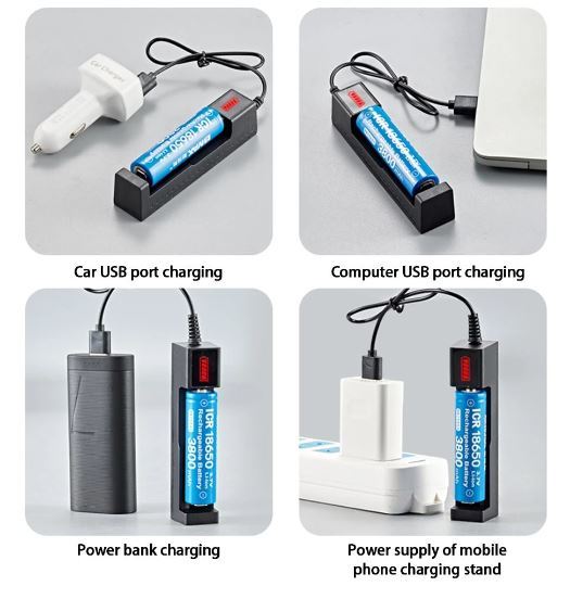 送料無料　未使用品　18650 バッテリー充電器 USB バッテリーアダプター LED スマート充電式バッテリー用充電器 Li-ion 18650 26650 14500_画像4