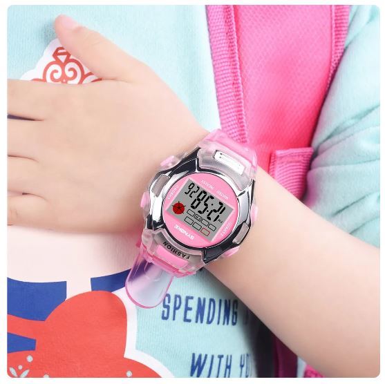送料無料 未使用 Synoke 子供 キッズ 腕時計 デジタル ウォッチ ピンク シルバー レディース 女性 女子 多機能 スポーツ 防水の画像2