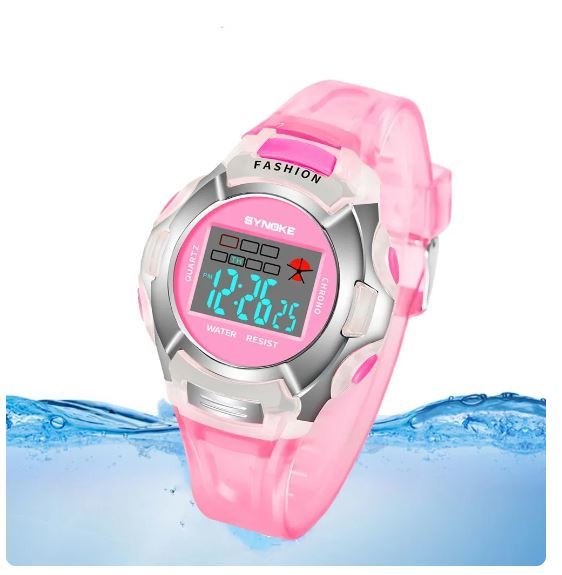 送料無料 未使用 Synoke 子供 キッズ 腕時計 デジタル ウォッチ ピンク シルバー レディース 女性 女子 多機能 スポーツ 防水の画像4