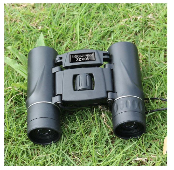 40x22 compact zoom binoculars long distance 2000m folding HD Mini telescope BAK4 optics hunting sport camp tiger rare clear (Color : Black)