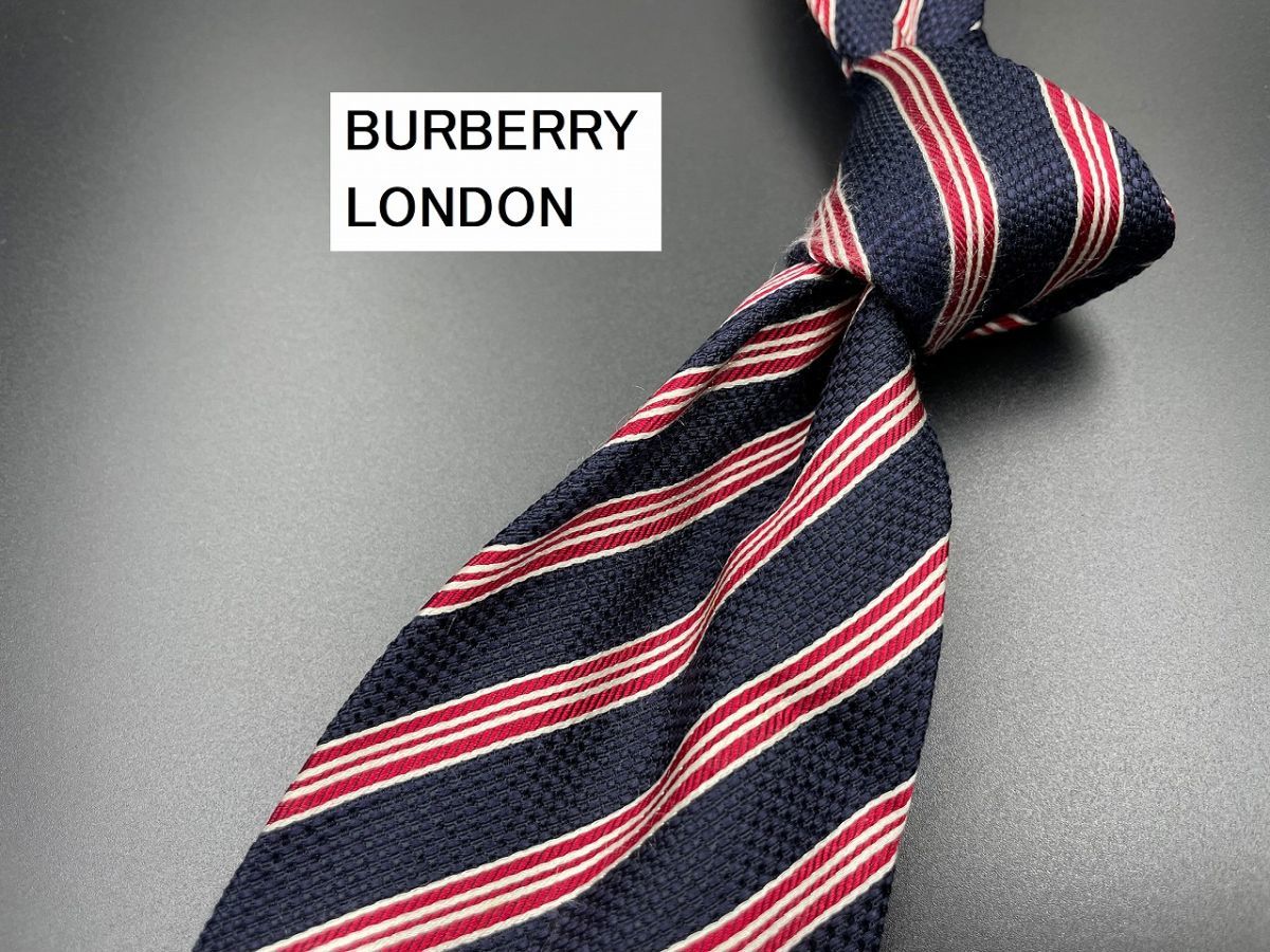 【超美品】BURBERRY LONDON　バーバリーロンドン柄　ネクタイ　3本以上送料無料　ネイビー　0204213_画像1