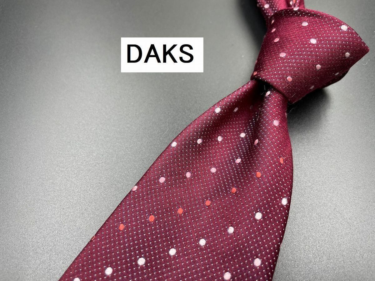 【超美品】DAKS　ダックス　ドット柄　ネクタイ　3本以上送料無料　ワインレッド　0204115_画像1