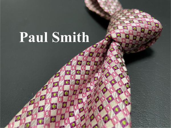 【美品】PaulSmith　ポールスミス　ドット柄　ネクタイ　3本以上送料無料　ピンク系_画像1