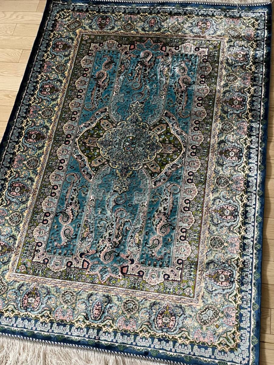 イラン産　高級ペルシャ絨毯　総シルク　手織り　最高峰225万ノット　101×152cm #16_画像5