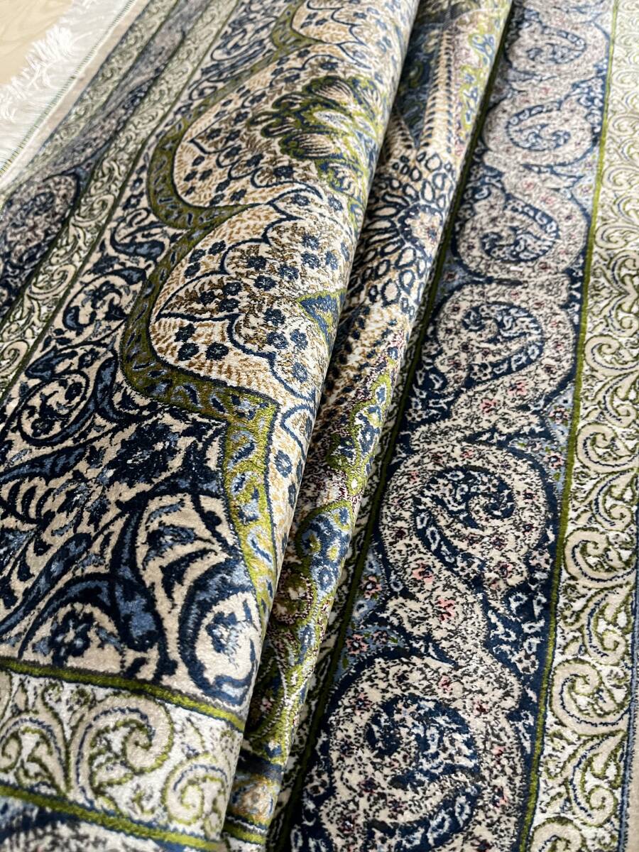 イラン産　高級ペルシャ絨毯　総シルク　手織り　最高峰225万ノット　101×152cm #15_画像3