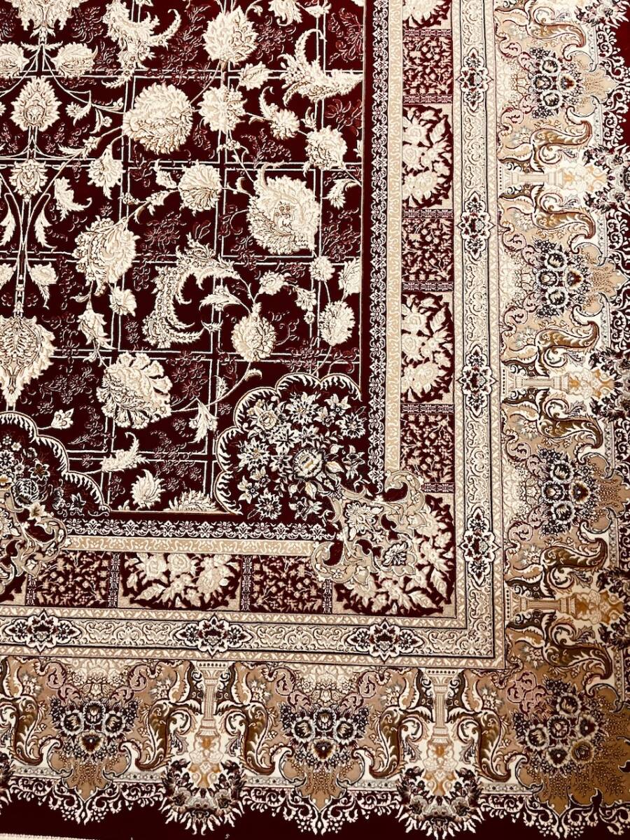大判　最高峰約144万ノット　シルク30％ウール70%　イラン産手織り 高級ペルシャ絨毯 201×305cm #5_画像3