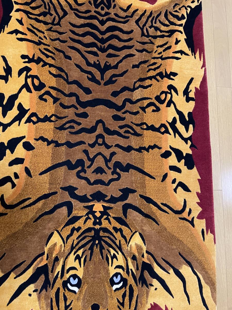 SALE《 本物　1点物　新品 》 チベタンタイガー　チベット絨毯　手織り　ビッグサイズ　190×91センチ　羊毛100%