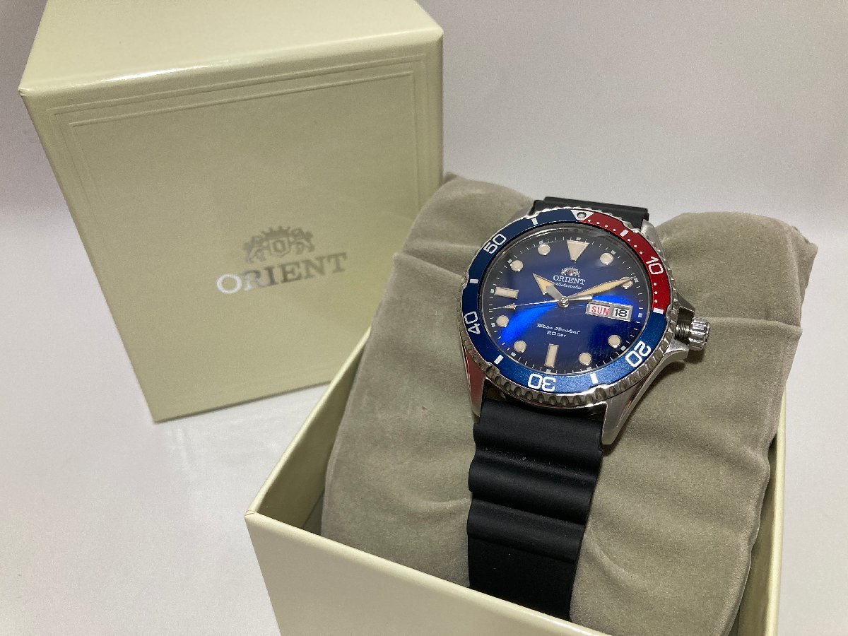 美品 稼働品【10k020718】ORIENT オリエント 腕時計 ダイバー F692-UAV0 機械式 自動巻き RN-AA0812L ブルー文字盤 SEIKO EPSON CORP.