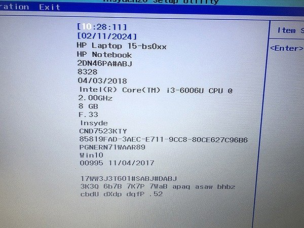 SYG15484相 HP ノートPC 15-bs008TU Core i3-6006U メモリ8GB HDD 500GB 現状品_画像2