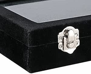 SPIEA 24区画 アクセサリーボックス ベルベット調 ジュエリーケース 耳飾り ピアス 指輪 ディスプレイ収納ケース (黒い)_画像6