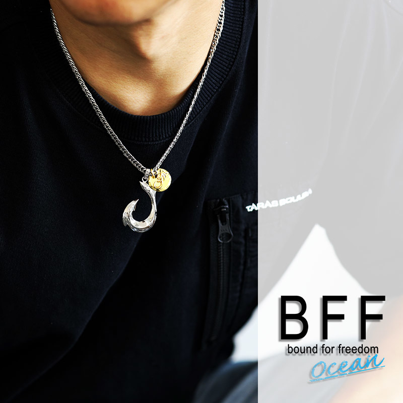 BFF ブランド フィッシュフックネックレス ダブル喜平 6面カット 釣り針 ステンレス シルバー 銀色 専用BOX_画像5