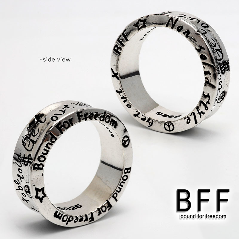 BFF ブランド RAKUGAKIリング メンズ シルバー925 彫金 英語 金属アレルギー対応 専用BOX付属 (22号)_画像5