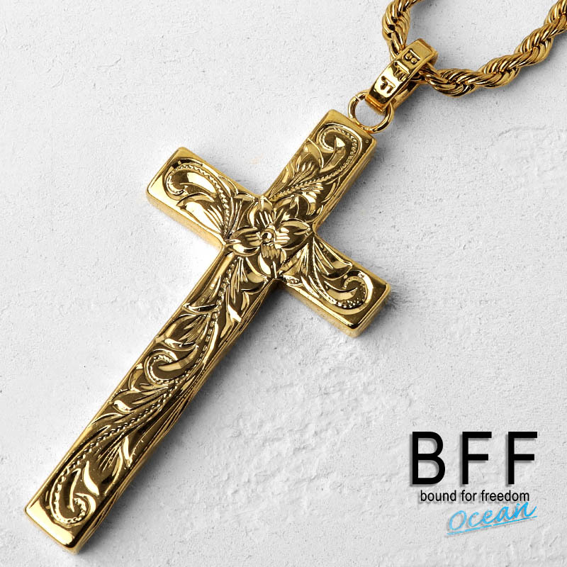 輝く高品質な 18K ゴールド クロスネックレス ブランド BFF GP L 金色 その他
