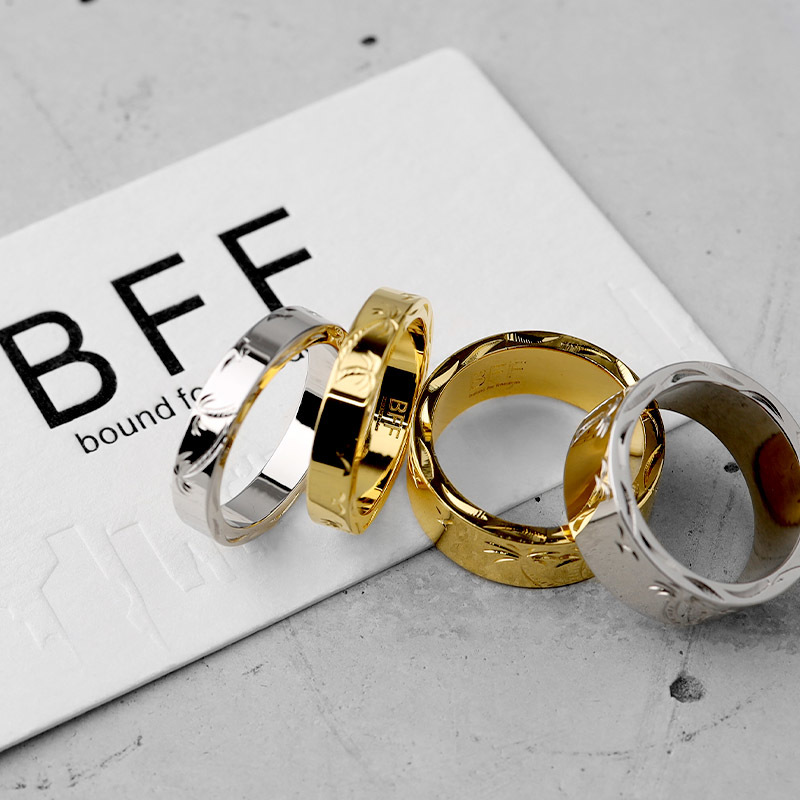 BFF ブランド パームツリー 幅8mm 平打リング シルバー 銀色 ヤシの木 手彫り 専用BOX付属 (8号)_画像5