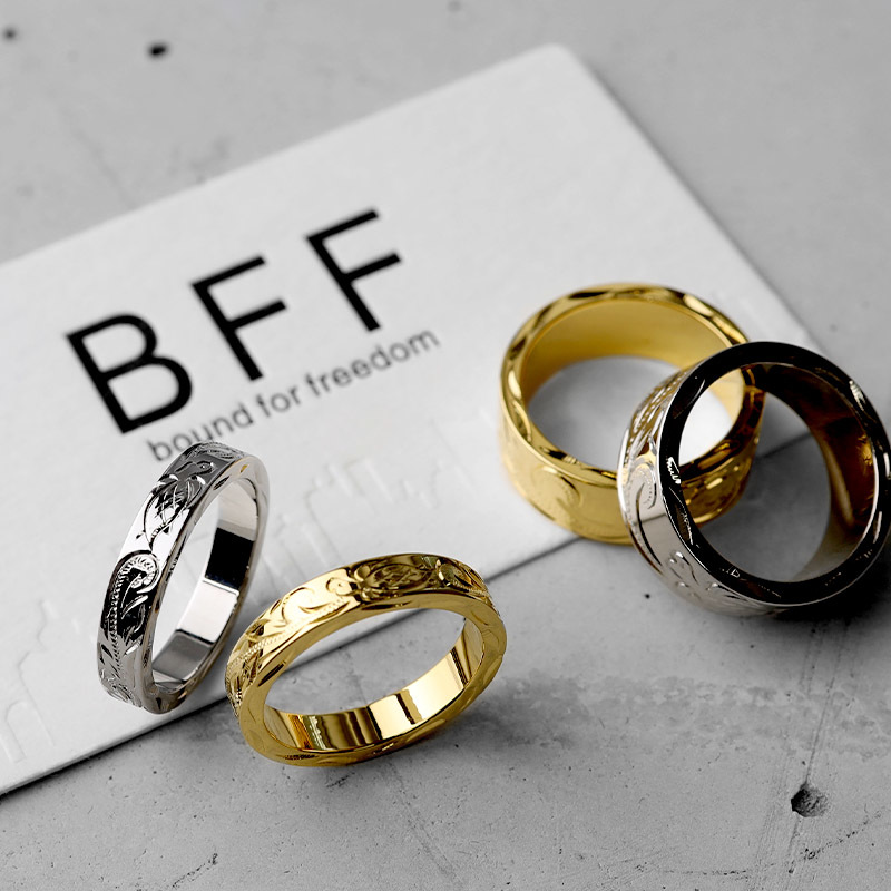 BFF ブランド タートル 幅8mm 平打リング ゴールド 18K GP 金色 ウミガメ 手彫り 専用BOX付属 (23号)_画像5