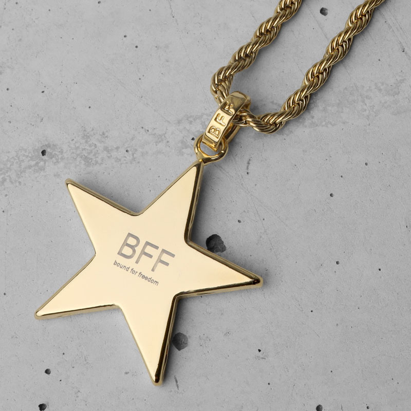 BFF ブランド スターネックレス ゴールド 18K GP 金色 プルメリア 星 手彫り 専用BOX付属 (50cmチェーン)_画像3