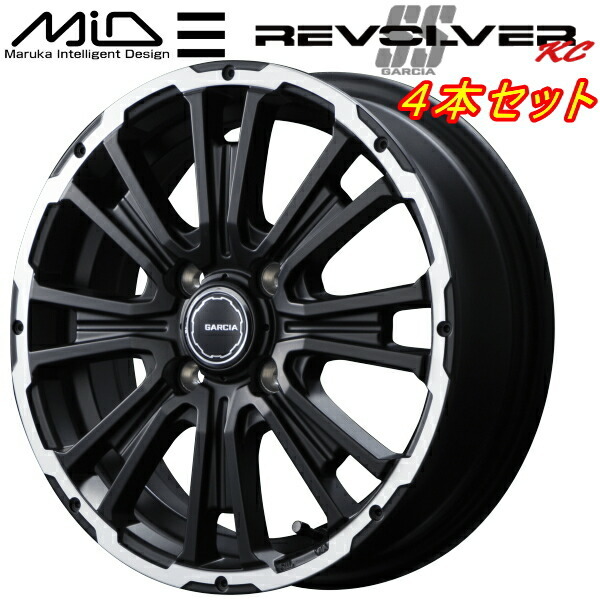 MARUKA MID Garcia SS REVOLVER KC ホイール4本Set セミグロスブラック/リボルバーポリッシュ 4.5J-14インチ 4穴/PCD100 インセット+45_画像1