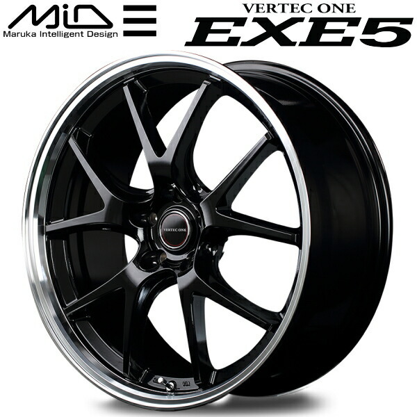 MARUKA MID VERTEC ONE EXE5 ホイール1本価格 グロッシーブラック/リムポリッシュ 7.0J-17インチ 5穴/PCD100 インセット+48_画像1