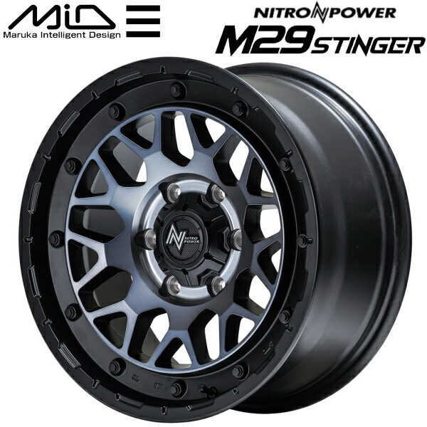 MARUKA MID NITRO POWER M29 STINGER ホイール1本価格 セミグロスブラッククリア 8.0J-17インチ 6穴/PCD139.7 インセット+20_画像1