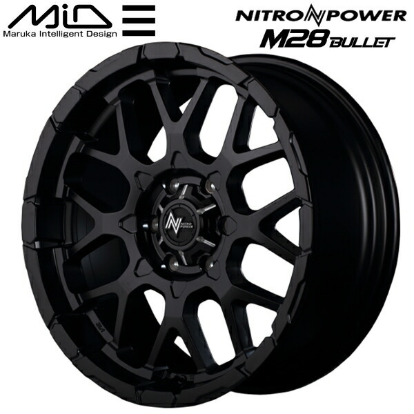 MARUKA MID NITRO POWER M28 BULLET ホイール4本Set セミグロスブラック/マシニング 8.5J-20インチ 6穴/PCD139.7 インセット+20_画像1