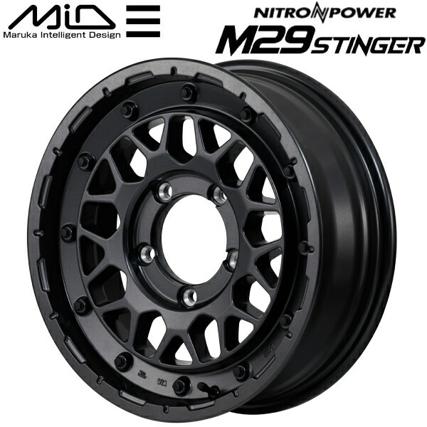 MARUKA MID NITRO POWER M29 STINGER ホイール4本Set バレルブラック 5.5J-16インチ 5穴/PCD139.7 インセット+20_画像1