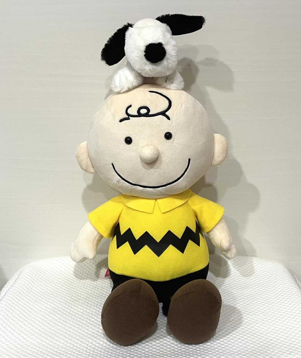 【チャーリー&スヌーピー】SNOOPY スペシャル チャーリー・ブラウンとペア ぬいぐるみ 全1種 頭にスヌーピー 全高約40cm タグ無し美品 PW2_画像2