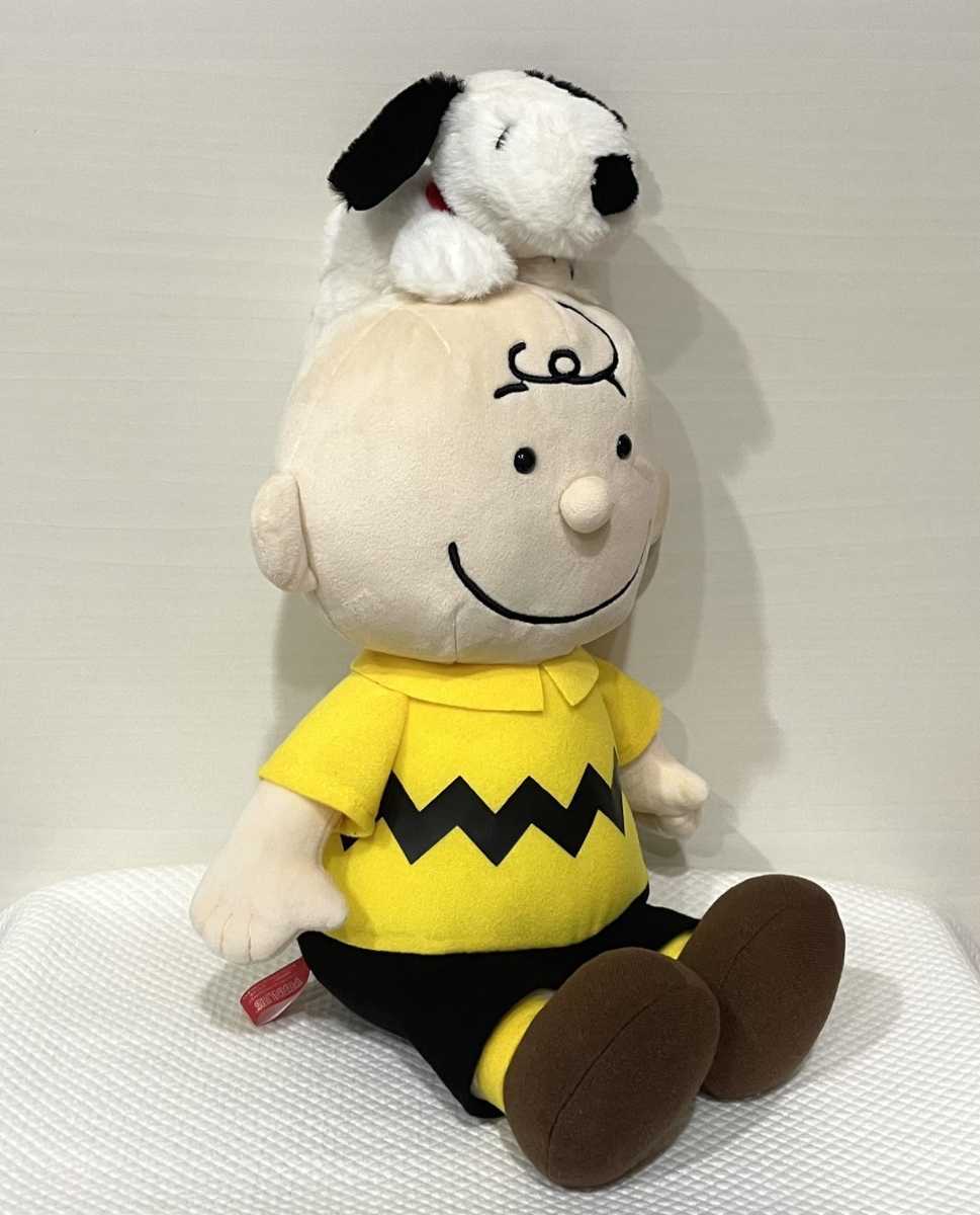 【チャーリー&スヌーピー】SNOOPY スペシャル チャーリー・ブラウンとペア ぬいぐるみ 全1種 頭にスヌーピー 全高約40cm タグ無し美品 PW2_画像4