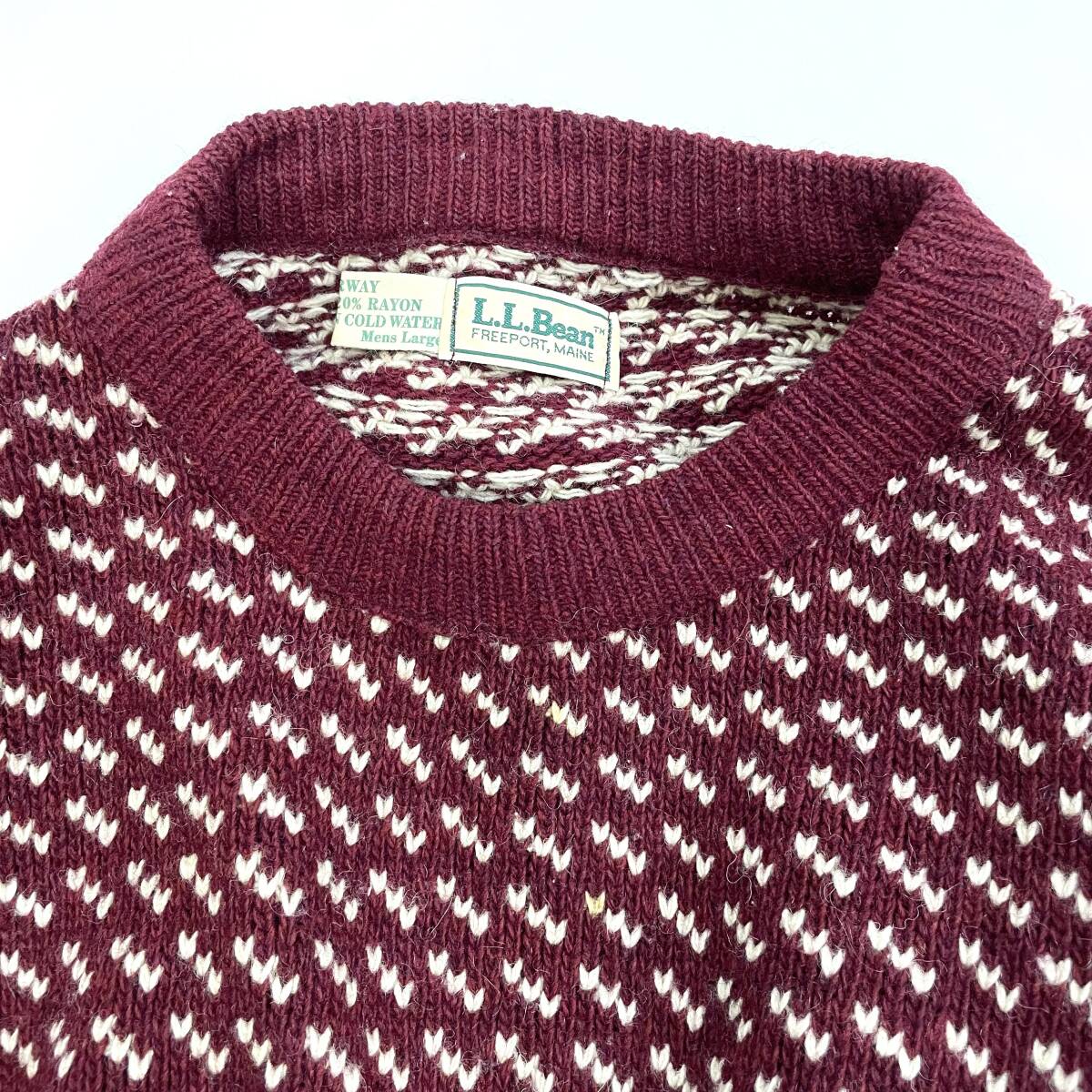 ビンテージ 80s l.l. bean ウール アラン フィッシャーマン セーター ニット バーズアイ エルエルビーン ll bean aran wool birds eye knit