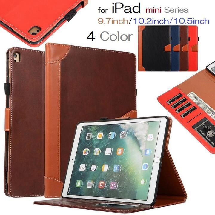 iPad Air4/Air5/Pro11インチ 第1世代用 牛革風 PUレザー 保護ケース TPU ソフトバックカバー スタンド カード入れ付 黒_画像1