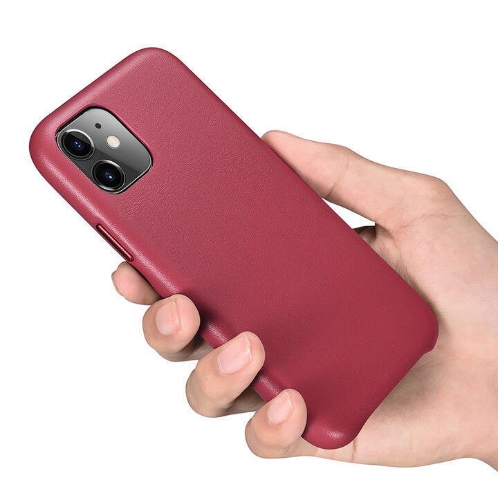 【正規品】iCARER iPhone 11Pro Max6.5インチ用ボタンあり オリジナル 牛革 本革レザー バック カバーケース バンパー 赤_画像5