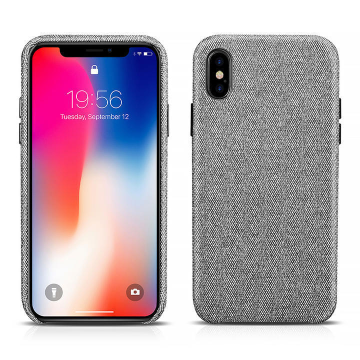 【正規品】ICARER XOOMZ iPhone X (テン)/ XS 5.8インチ(テン)専用 布紋 雪花柄 バック カバー ケース　グレー_画像3