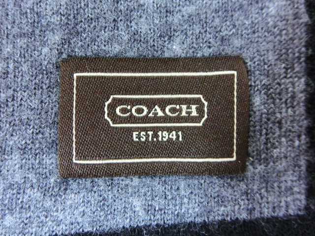 2268PMZ◎COACH コーチ マフラー メンズ グレー×ブラック◎中古_画像6