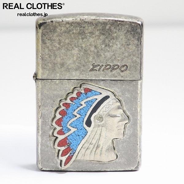 ZIPPO/ジッポー from Native American 天然貴石入り インディアン手作り メタル貼り 1993年製 /LPL_詳細な状態は商品説明内をご確認ください。